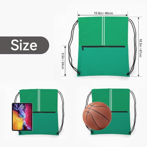 Drawstring Backpack Large Sports Draw String Bag for Women and Men (Green) - color: Two Tone Green