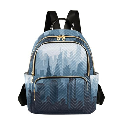 STAYTOP Mini Backpack for Women, City Night Skyline Small Backpack Purse Lightweight Daypack 14L - size: 11.41x6.1x14.17 In