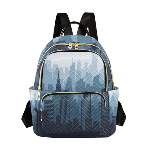 STAYTOP Mini Backpack for Women, City Night Skyline Small Backpack Purse Lightweight Daypack 8.5L - size: 10.23x5.11x12.59 In