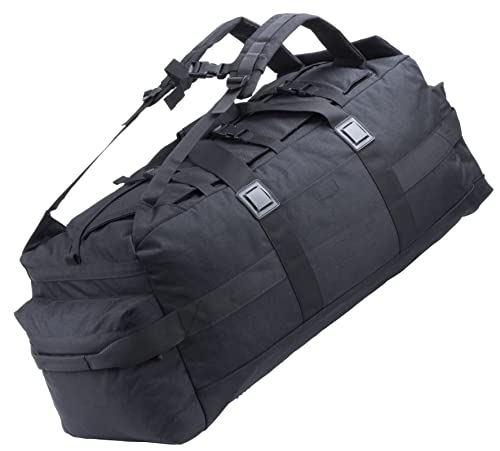 Large Military Duffle Bag Backpack Tactical Field Gear Equipment Duffel Bag Army Deployment Bag 85L - color: Black