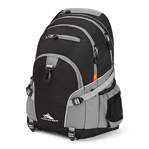High Sierra Loop Backpack, Travel, or Work Bookbag with tablet sleeve, One Size, Black/Charcoal - color: Black/Charcoal