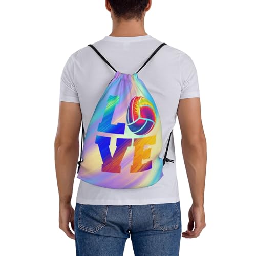 Love Volleyball Unisex Drawstring Backpack Bag Sport Gym Travel Swim Sackpack - color: Love Volleyball4
