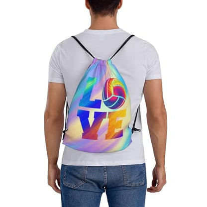 Love Volleyball Unisex Drawstring Backpack Bag Sport Gym Travel Swim Sackpack - color: Love Volleyball4