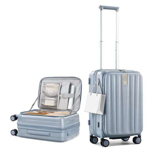 Hanke 20 Inch Expandable Carry On Luggage Airline Approved Top Opening Hard Shell Suitcases with Wheels Lightweight Travel Luggage Carry On Suitcase for Woman Men-Grey - color: Grey, size: 20 Inch Expandable