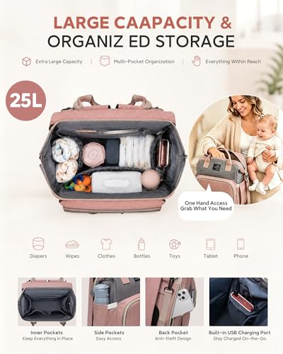 houscly Diaper Bag Backpack with Changing Station: Army Green Baby Bags for Girls Boys New Mom Gifts Pañaleras Para Bebe Baby Girl Newborn Essentials Must Haves Baby Shower Gifts Baby Registry - color: Army Green