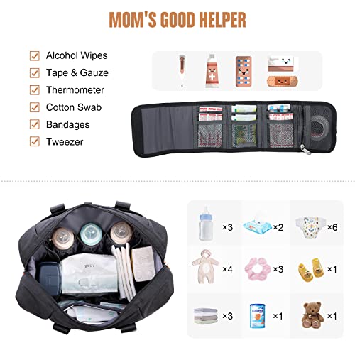 LOVEVOOK Diaper Bag Tote, Baby Diaper Bag Waterproof Travel Diaper Tote with Changing Pad - color: Dark Gray