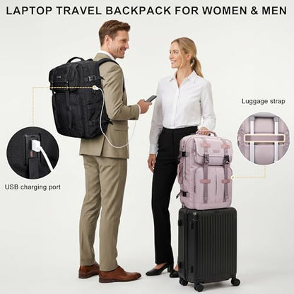 PIJUSHI Travel Backpack for Women Carry on Convertible Duffle Bag Flight Approved Luggage Backpack Fit 16-inch Laptop(PE053 Ashen Purple) - color: Ashen Purple