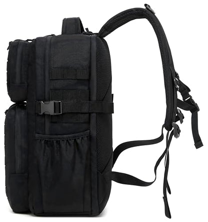 Wotony Military Tactical Backpack for Men Waterproof Daypack 3 Day Assault Pack Laser-Cut MOLLE Webbing Design with Water Bottle Holder Black Small Tactical Assault Bag (Black, 30L) - color: Black, size: 30L