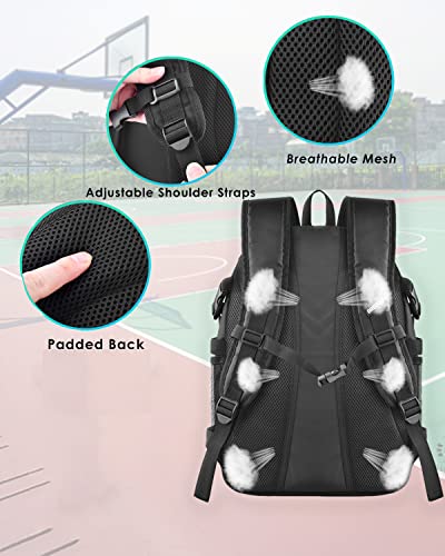 BROTOU Basketball Backpack, Large Basketball Bag with Shoes and Ball Compartment, Soccer Backpacks for Basketball/Volleyball - color: Black