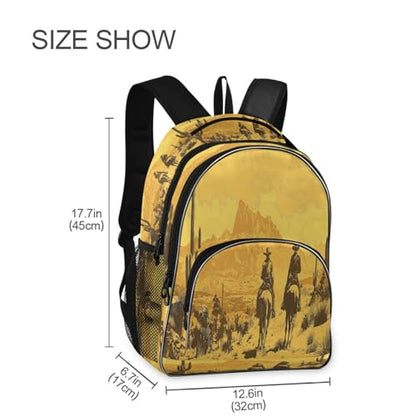 Water-Resistant Travel Western Desert Cowboy Backpack - Lightweight Laptop Daypack, 15.6" Laptop Compartment, Durable Commuter Bag for Work & Outdoor#212