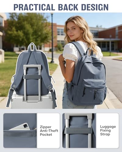 School Backpack for Girls Boys Bookbag Cute Aesthetic College Backpack Women Middle High School Teen Students Book Bag Lightweight Gym Work Laptop Casual Daypack Backpacks Men Blue Purple - color: Blue Purple