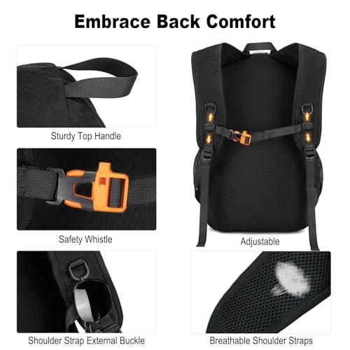 Nerlion Lightweight Foldable 35L Hiking Backpack Travel Backpack for Men Women Camping Waterproof Outdoor Hiking Daypack Backpack Black - color: Black
