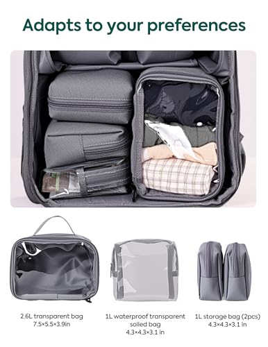 Babelio Grid Wizard Diaper Bag Backpack - Multi Function Waterproof Diaper Bag, Travel Essentials Baby Bag with 4 Individual Organizers, Insulated Bottle Holders, Baby Shower Gifts, Grey - color: Grey, size: Upgraded - 20L