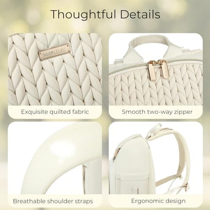 MAPLELILY Large Diaper Bag Backpack, Stylish Baby Travel Diaper Bag, Beige | Waterproof lightweight maternity hospital backpack. With changing pad, stroller straps, insulated pocket. Mom, dad, toddler - color: Beige