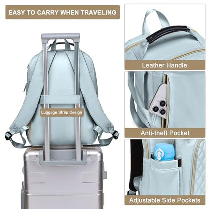 Backpack Women, Stylish Ladies Backpack Laptop Daypack for College, Travel | Large Backpack, Water Resistant - color: Light Blue, size: 15.6 Inch