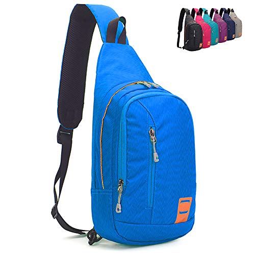 Peicees Small Sling Backpack Waterproof Unisex Shoulder Bag Chest Crossbody Daypack - color: 2_blue, size: Large