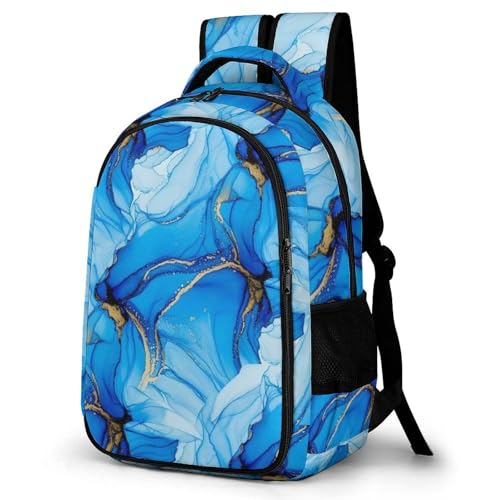 Carry On Anti Theft Laptop Backpack Trippy Tie Dye Blue, Large Sturdy Travel Bag with Multi Compartments for Business Weekender Hiking - color: Pattern (260)