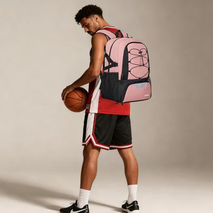 Goloni 40L Basketball Bag,Large Basketball Backpack with Ball Compartment & Shoe Compartment,Backpack for Soccer,Volleyball - color: Pink