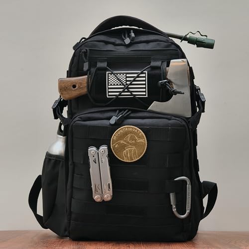 Military Tactical Backpack for Men Army 1 Day Assault Pack Molle Bag Bug Out Bag 25L Black - color: Black, size: 25L