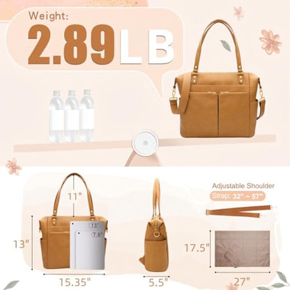 MOMINSIDE Diaper Bag Tote, Leather Diaper Bag Backpack with 13 Pockets for Mom Dad, Convertible Baby Bag for Boys Girls, Hospital Bag Baby Registry, Changing Pad, Large 4 Insulated Pockets (Biscuit) - color: Biscuit