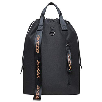KAUKKO Drawstring Sports Backpack Gym Yoga Bag Shoulder Rucksack for Men and Women (KH02-BLACK) - color: H02-black