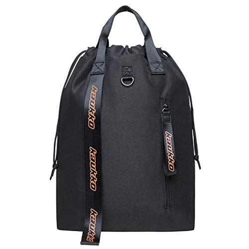 KAUKKO Drawstring Sports Backpack Gym Yoga Bag Shoulder Rucksack for Men and Women (KH02-BLACK) - color: H02-black