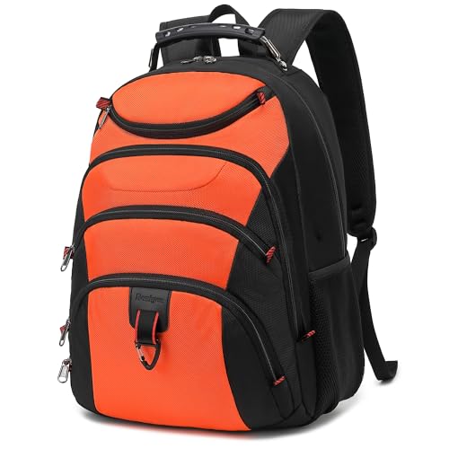 Boavan Laptop Backpack for men, 15.6 inch Laptop Bag with USB Port, Waterproof Travel Work Backpack Purse, Anti-Theft Teacher Nurse Doctor Casual Bookbags Office Business backpack，Orange Black - color: Orange Black, size: 15.6