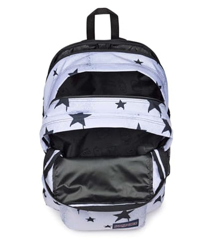 JanSport Main Campus Backpack - Travel or Work Backpack with 15-Inch Laptop Sleeve and Dual Water Bottle Pockets, Sprayed Stars Black - color: Sprayed Stars Black