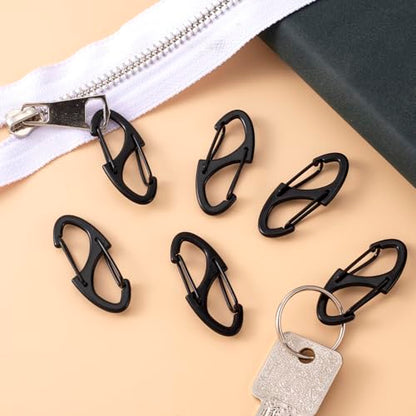 HINZIC 8pcs Zipper Clip Anti Theft Deterrent, Dual Opening Safety Zipper Pull Replacement, S Carabiner Clips for Backpacks Traveling Camping Suitcases- Black - color: 8pcs-Black