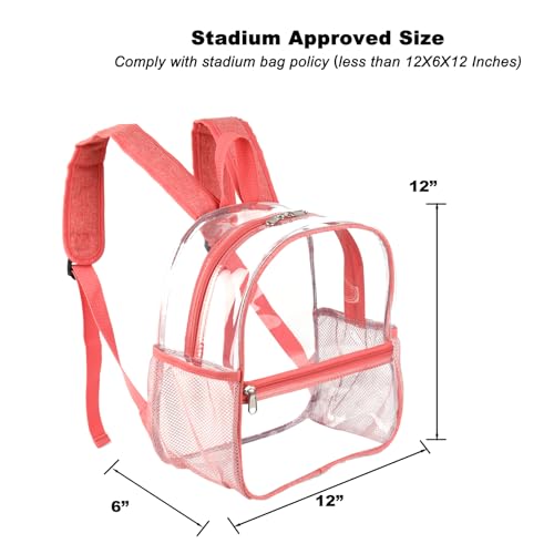 Fomaris Clear Backpack Stadium Approved 12x6x12 - Clear Bag with Reinforced Straps, Durable PVC for Stadium Events, Sports, Festivals, Concerts, Games, Women & Girls - Pink - color: Pink-1pc