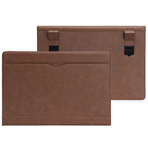 TYTX Compatible with MacBook Pro Leather Case 15 Inch 2016-2019 Release (A1990 A1707) Laptop Sleeve Protective Folio Book Cover with Vents, Dark Brown - color: Dark Brown