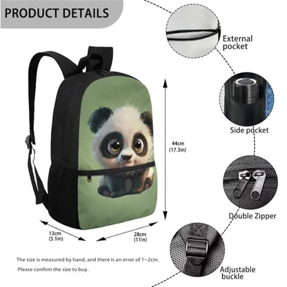 ZOUTAIRONG School Bags for Girls 7-10/10-12/12-16, Cute Panda Insulated Water Bottle for Hot & Cold Drinks Casual Backpack with Side Pockets - color: Panda