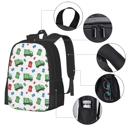Classic Casual Daypack Garbage Truck Trash, Large Capacity Anti Theft Polyester Travel Bag Unisex Shoulder Pack for Leisure Travel Camping Hiking - color: Design (402)
