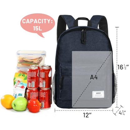 MIER Insulated Backpack Cooler Small Leakproof Lightweight Cute for Women Men to Work, Picnics, Camping, Park Day Trips, 15 L - color: Dark Blue
