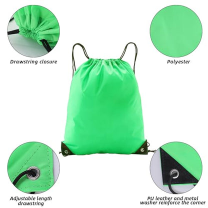 Drawstring Backpacks,10 Pack — Lightweight Drawstring Bags, Gym Sack for Sports, Daily Use & Travel (10, Green) - color: Green