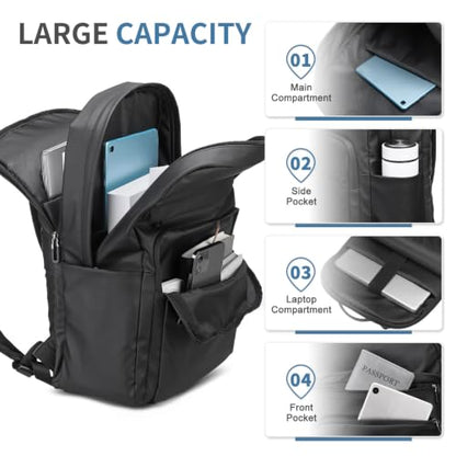 16 Inch Laptop Backpack for Men, Business Work Backpack for Everyday Commute, Waterproof Travel Office Computer Bag, Black - color: Black