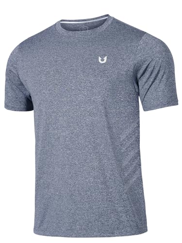 NORTHYARD Men's Workout Athletic Shirts Gym Running T-Shirts Tennis Quick Dry Short Sleeve Shirt Active Lightweight Sports - color: Blueheather, size: Medium