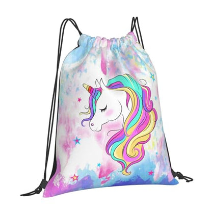 Unicorn Drawstring Backpack Gym String Bag Drawstring Sackpack Sport For Womens Mens - style: The Unicorn's Head Drawstring Backpack Gym String Bag