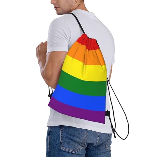 Gay Pride Rainbow Drawstring Bag Sport Gym Backpack Beach Travel Sack Draw String Yoga Bag For Men Women - color: Gay Pride Rainbow