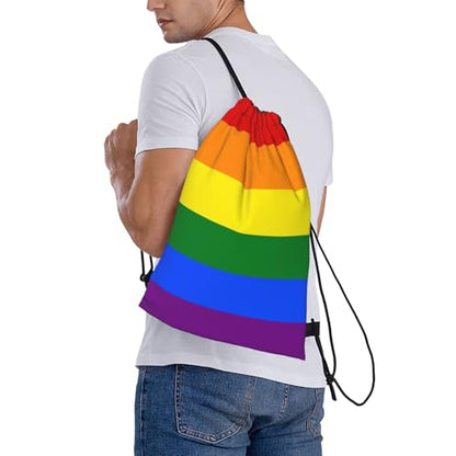 Gay Pride Rainbow Drawstring Bag Sport Gym Backpack Beach Travel Sack Draw String Yoga Bag For Men Women - color: Gay Pride Rainbow