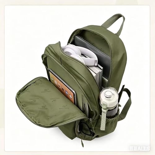 Casual Backpack, Multi-Pocket Design with Front Zipper Compartment (Army green) - color: Army Green