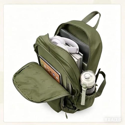 Casual Backpack, Multi-Pocket Design with Front Zipper Compartment (Army green) - color: Army Green