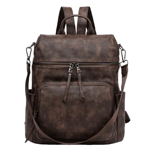 Anti-Theft Backpack Purse for Women, Convertible 3-in-1 Vegan Leather Backpack with Hidden Zipper, Adjustable Shoulder & Crossbody Bag for Travel and Daily Commute - color: B Two Toned Coffee