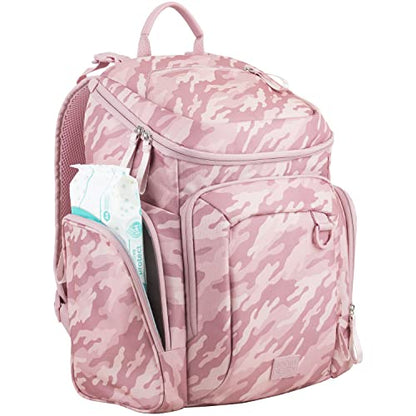 BODHI Baby Tech Top Loader Diaper Bag Backpack with removable changing pad, Unisex, for Moms and Dads - Pink Camo - color: Pink