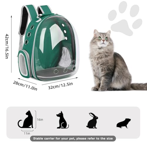 Pet Backpack Carrier,Bubble Backpack Cat Carrier,Pets and Small Dogs,Space Capsule Pet Carrier for Traveling, Walking, Hiking and Outdoor Activities (Dark Green) - color: Dark Green