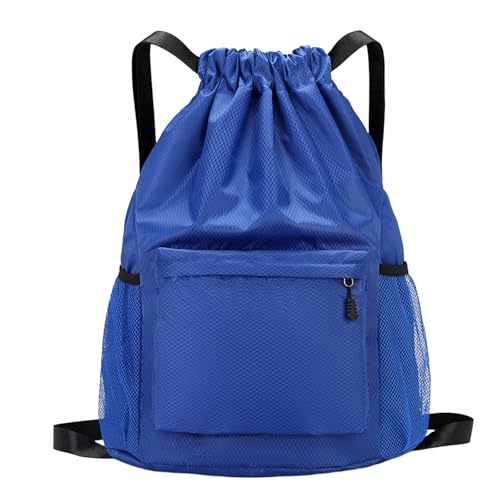 Tygelluis Drawstring Backpack, Waterproof Gym Bag with Water Bottle Pocket for Women Men, Pull String Sport Bag for Swim, Soccer and Basketball, Royal Blue - color: Royal Blue1