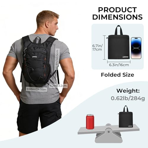 13L Small Hiking Backpack for Women Men, Lightweight Foldable Day pack, Packable Daypack for Travel, Camping (Black) - color: Black