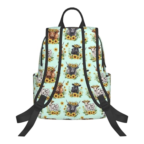 Lightweight Daypack Highland Cows Sunflowers, Stands Upright, Padded Laptop Sleeve, for Commuters & Travel - color: Picture (226)