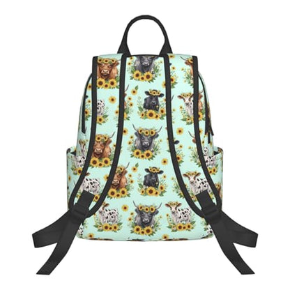 Lightweight Daypack Highland Cows Sunflowers, Stands Upright, Padded Laptop Sleeve, for Commuters & Travel - color: Picture (226)