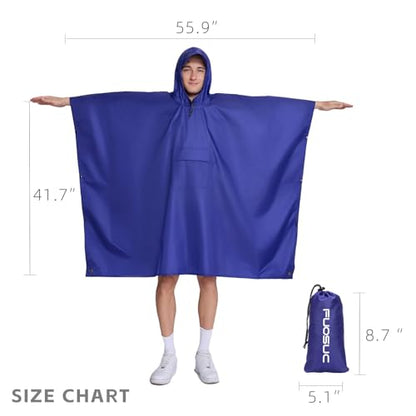 Hooded Waterproof Raincoat, Unisex Outdoor Hiking Camping Mat and Small Tent - color: Deep Blue